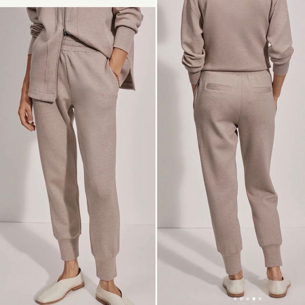 VARLEY Taupe Marl Double Soft Slim Cuff Joggers-M